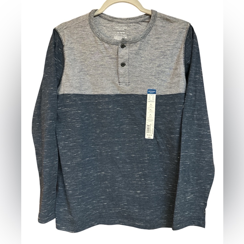 Arizona Jean Co. Long Sleeve Shirts Indigo Color Block Two Button Shirt NWT XL